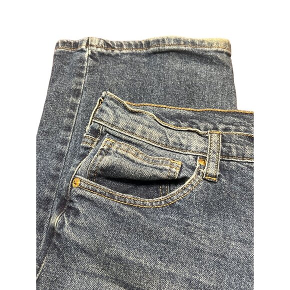 Fashion Nova Straight Leg Denim Jeans Size 11/30 Medium Wash Light Distressing - Picture 2 of 4